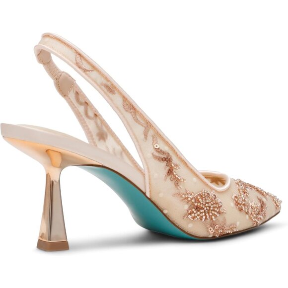 Betsey Johnson Womens Blush Textile Closed Pointed Toe Slingback Nikki Pump - Picture 7 of 7